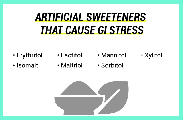 Liste der künstlichen Süßstoffe, die GI-Stress verursachen