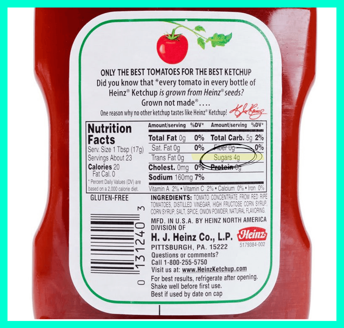 Ketchup Nährwertkennzeichnung Zuckergehalt
